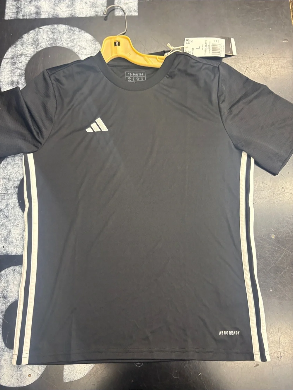 adidas Black Men’s AEROREADY Training Jersey with White Stripes Youth Large